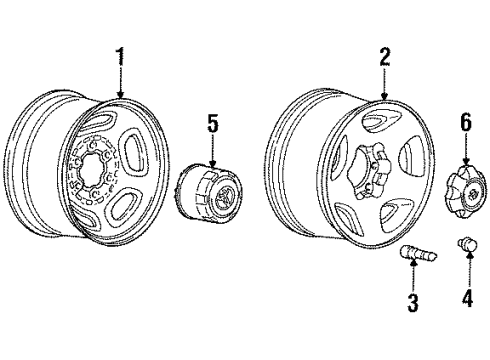 1997 Toyota Land Cruiser Wheel Covers & Trim Diagram