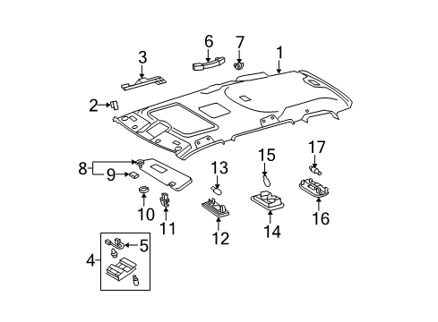 2008 Toyota Highlander Interior Trim - Roof Diagram
