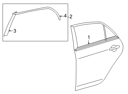 2009 Toyota Corolla Exterior Trim - Rear Door Diagram