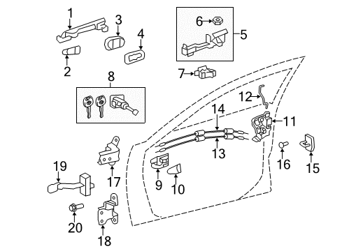 2009 Toyota Camry Handle, Outside, White Diagram for 69211-06060-A0