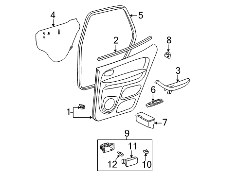 2004 Toyota Sequoia Interior Trim - Rear Door Diagram
