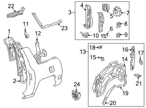 1999 Toyota RAV4 Inner Structure - Quarter Panel Diagram