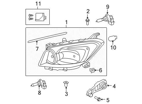 2009 Toyota RAV4 Bulbs Diagram