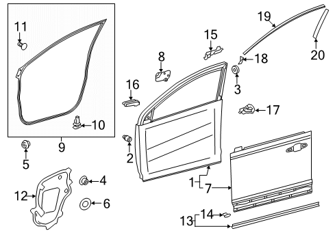2024 Toyota RAV4 Prime Door & Components Diagram