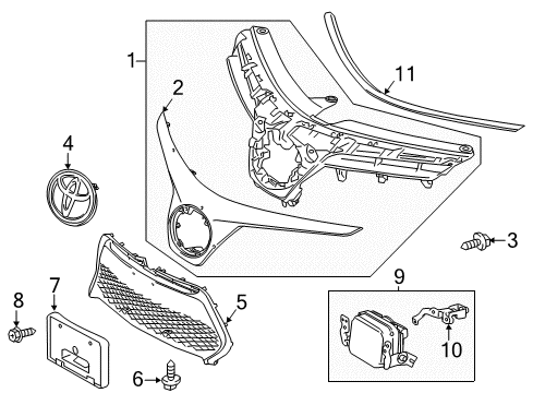 2019 Toyota Corolla Grille & Components Diagram