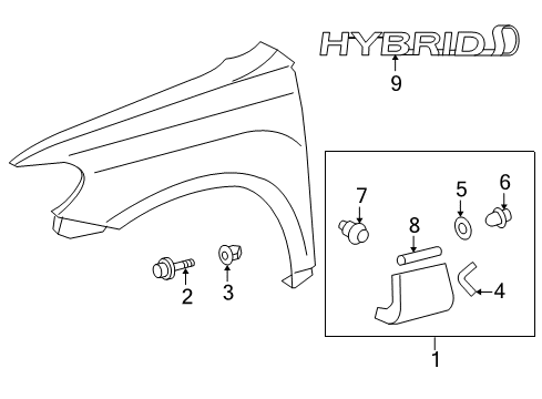 2012 Toyota Highlander Exterior Trim - Fender Diagram
