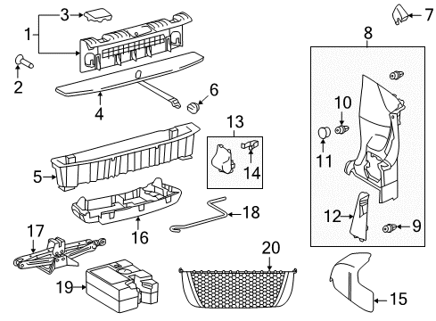2015 Scion iQ Quarter Trim Panel Cap Diagram for 64937-74010