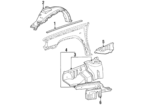 1984 Toyota Tercel Structural Components & Rails Diagram