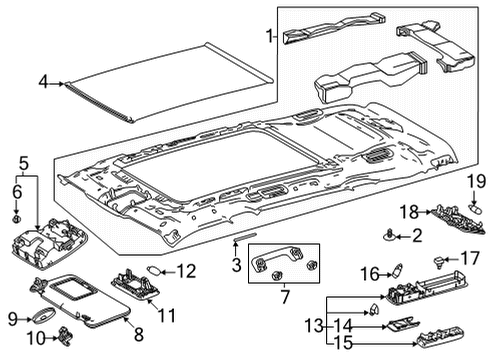 2025 Toyota Highlander Interior Trim - Roof Diagram