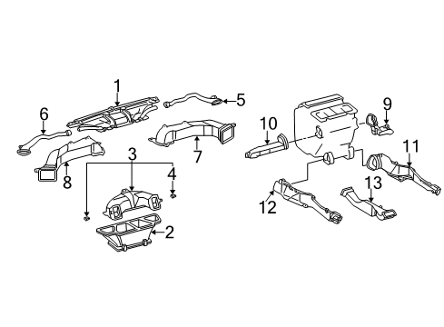 2004 Toyota Camry Rear Duct, Passenger Side Diagram for 87213-AA010