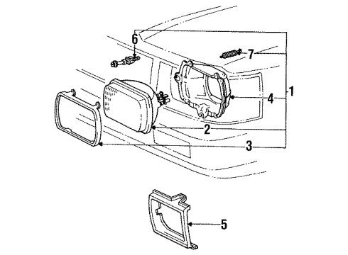 1986 Toyota Pickup Sealed Beam Mount Ring, Driver Side Diagram for 81153-89136
