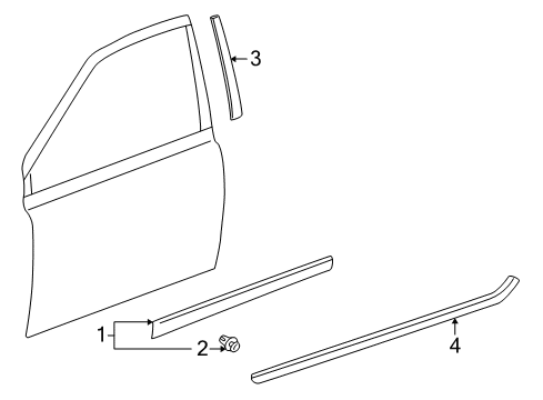 2002 Toyota Echo Exterior Trim - Front Door Diagram