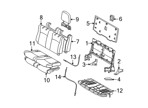2010 Toyota Highlander Seat Back Cover, Sand, Rear Diagram for 79023-0E060-E0