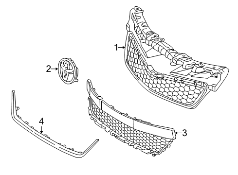 2012 Toyota Yaris Grille & Components Diagram