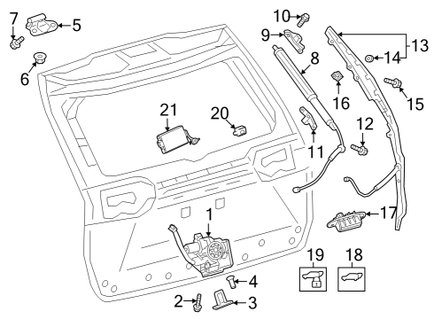 2025 Toyota Corolla Cross Lift Gate - Lock & Hardware Diagram