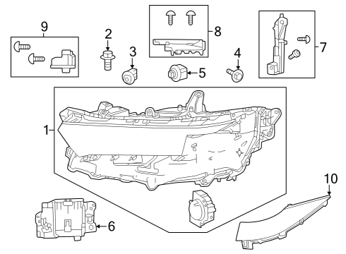 2025 Toyota Crown Headlamp Components Diagram