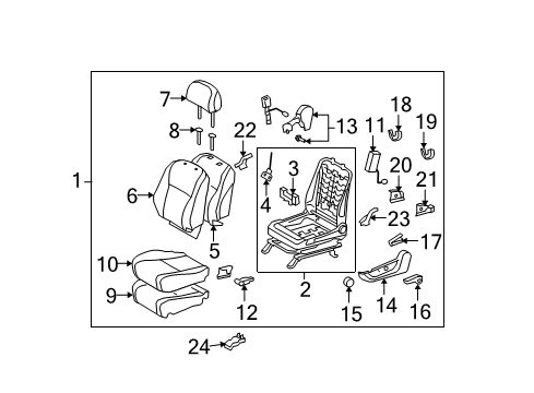 2009 Toyota Highlander Recline Handle, Gray, Driver Side Diagram for 72526-42020-B1