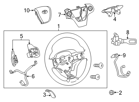2013 Toyota Avalon Steering Wheel & Trim Diagram
