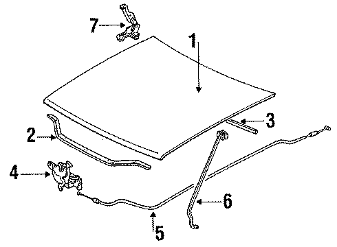 1988 Toyota Tercel Hood & Components Diagram