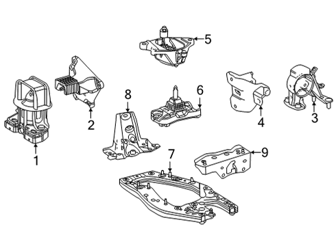 2020 Toyota Mirai Engine & Trans Mounting Diagram