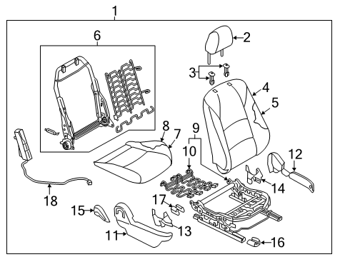 2019 Toyota Yaris Passenger Seat Components Diagram