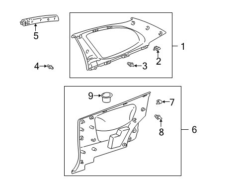 2001 Toyota Echo Interior Trim - Quarter Panels Diagram