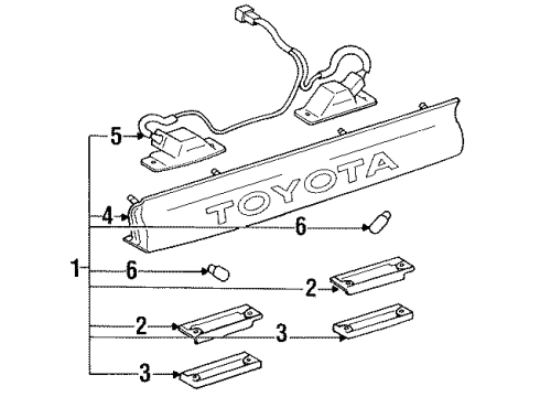 1997 Toyota Previa Gasket, License Plate Lamp Lens Diagram for 81272-95J07