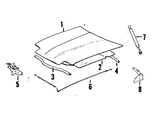 1986 Toyota Celica Hood & Components Diagram 2 - Thumbnail