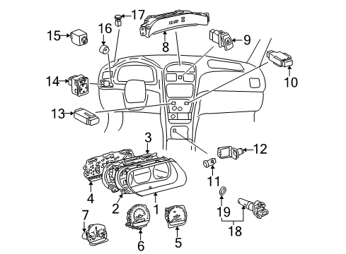 2001 Toyota Solara A/C & Heater Control Units Diagram