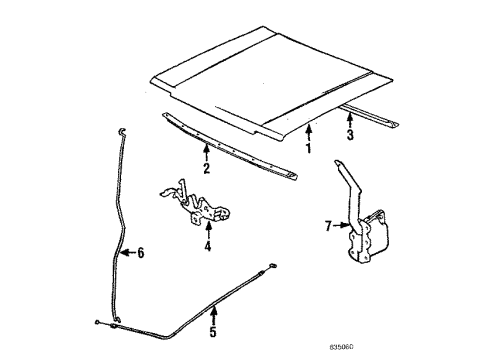 1985 Toyota Tercel Hood & Components Diagram