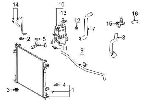 2021 Toyota Highlander Radiator & Components Diagram