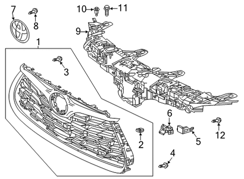 2024 Toyota Highlander Grille & Components Diagram 2 - Thumbnail