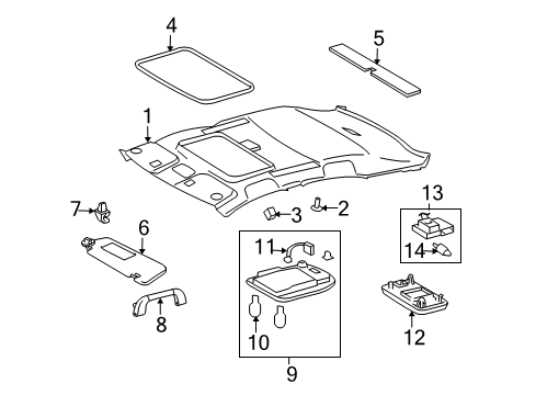 2012 Toyota Matrix Interior Trim - Roof Diagram