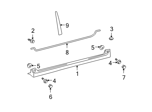 2004 Scion xB Rocker Molding Rear Cover, Gray, Driver Side Diagram for 75864-52010-B0