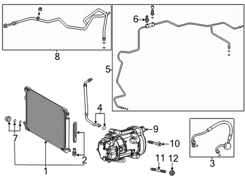 2025 Toyota Highlander A/C Condenser, Compressor & Lines Diagram