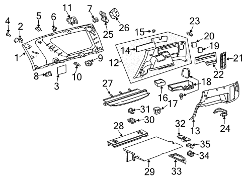 2004 Toyota 4Runner Lower Quarter Trim, Driver Side Diagram for 64740-35900-B0