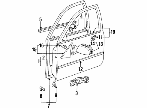 1994 Toyota Corolla Door & Components Diagram