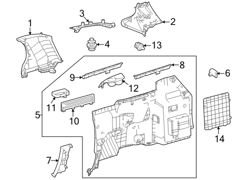 2025 Toyota Sienna Interior Trim - Side Panel Diagram