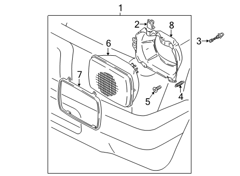 1996 Toyota Tacoma Headlamp Components Diagram