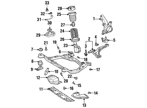 1997 Toyota Avalon Front Suspension Components Diagram