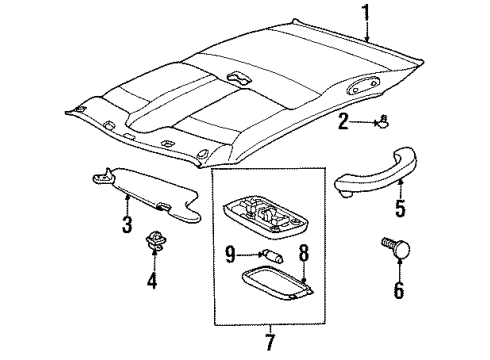 1996 Toyota Tercel Interior Trim - Roof Diagram