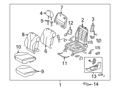 2008 Toyota Camry Seat Frame, Driver Side Diagram for 71120-06011