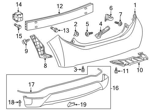 2014 Toyota Prius C Bumper & Components - Rear Diagram