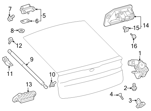 2024 Toyota Prius Prime Lift Gate - Lock & Hardware Diagram