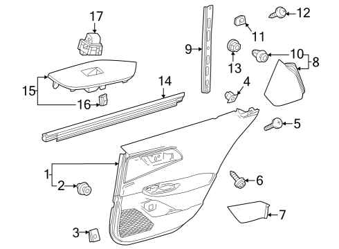 2024 Toyota Prius Prime Interior Trim - Rear Door Diagram