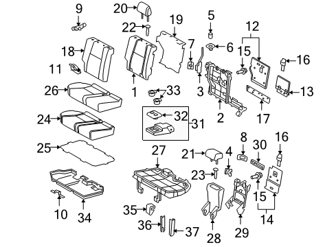 2010 Toyota 4Runner Second Row Seats Diagram 4 - Thumbnail
