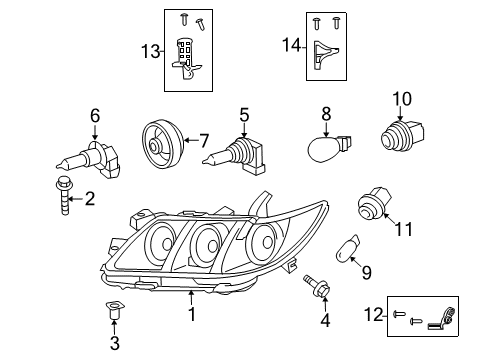 2009 Toyota Camry Headlamp Components Diagram