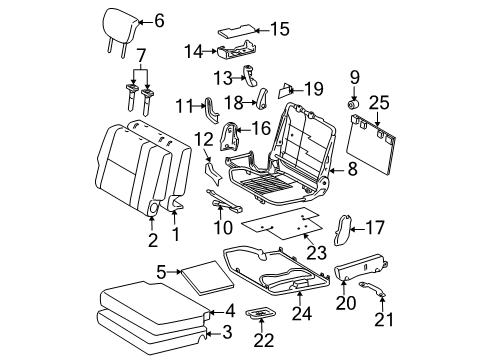 2005 Toyota 4Runner Headrest, Dark Gray, Rear Diagram for 71970-35030-B0