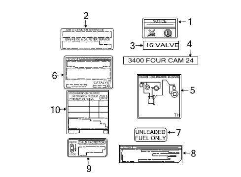 2000 Toyota Tacoma Information Labels Diagram