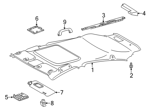 2012 Toyota Prius C Interior Trim - Roof Diagram
